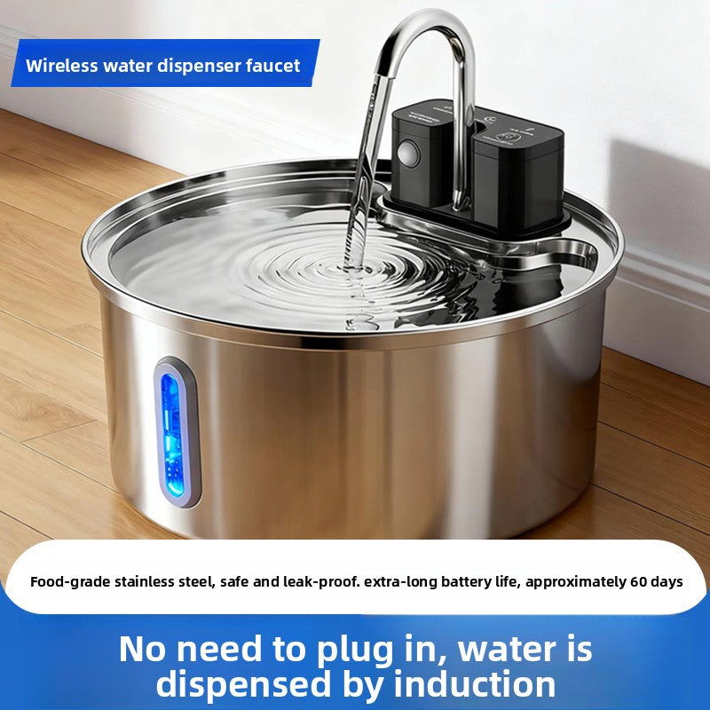 Ravyura PureFlow™ Wireless Stainless Steel Cat Water Fountain