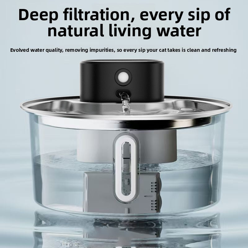 Ravyura PureFlow™ Wireless Stainless Steel Cat Water Fountain