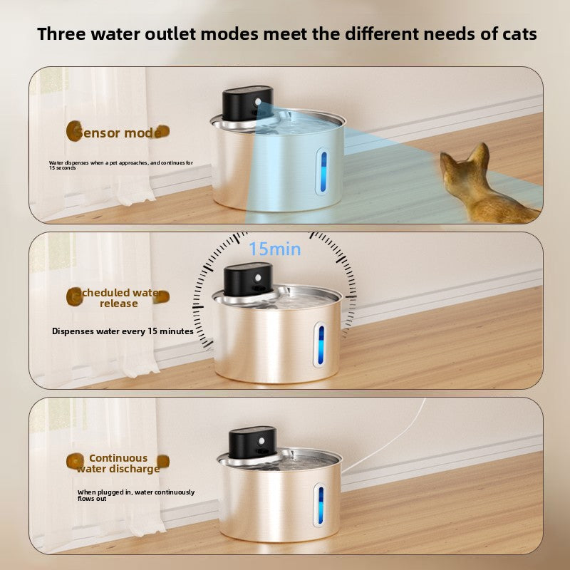 Ravyura PureFlow™ Wireless Stainless Steel Cat Water Fountain