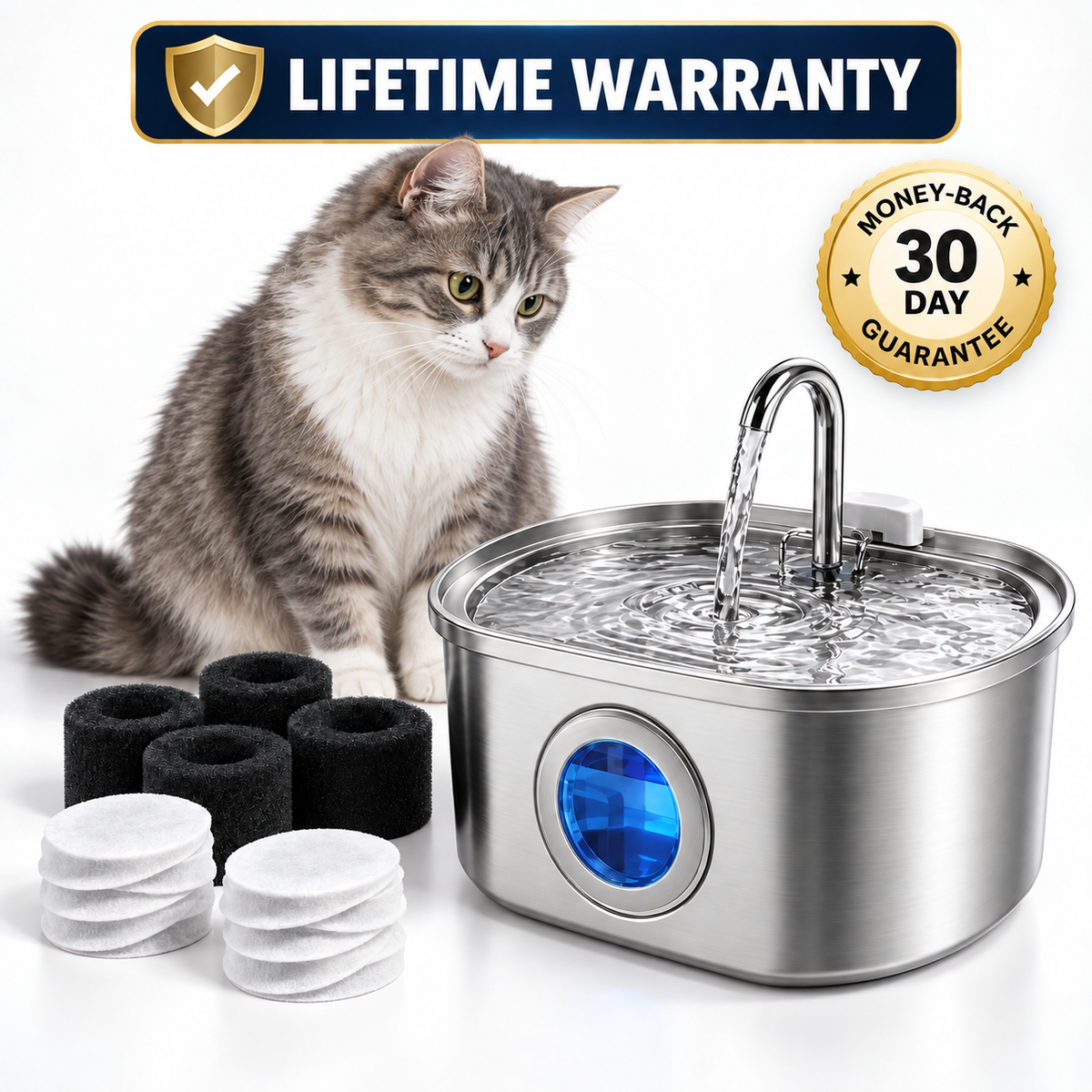 Ravyura™ Cat Fountain Water Dispenser