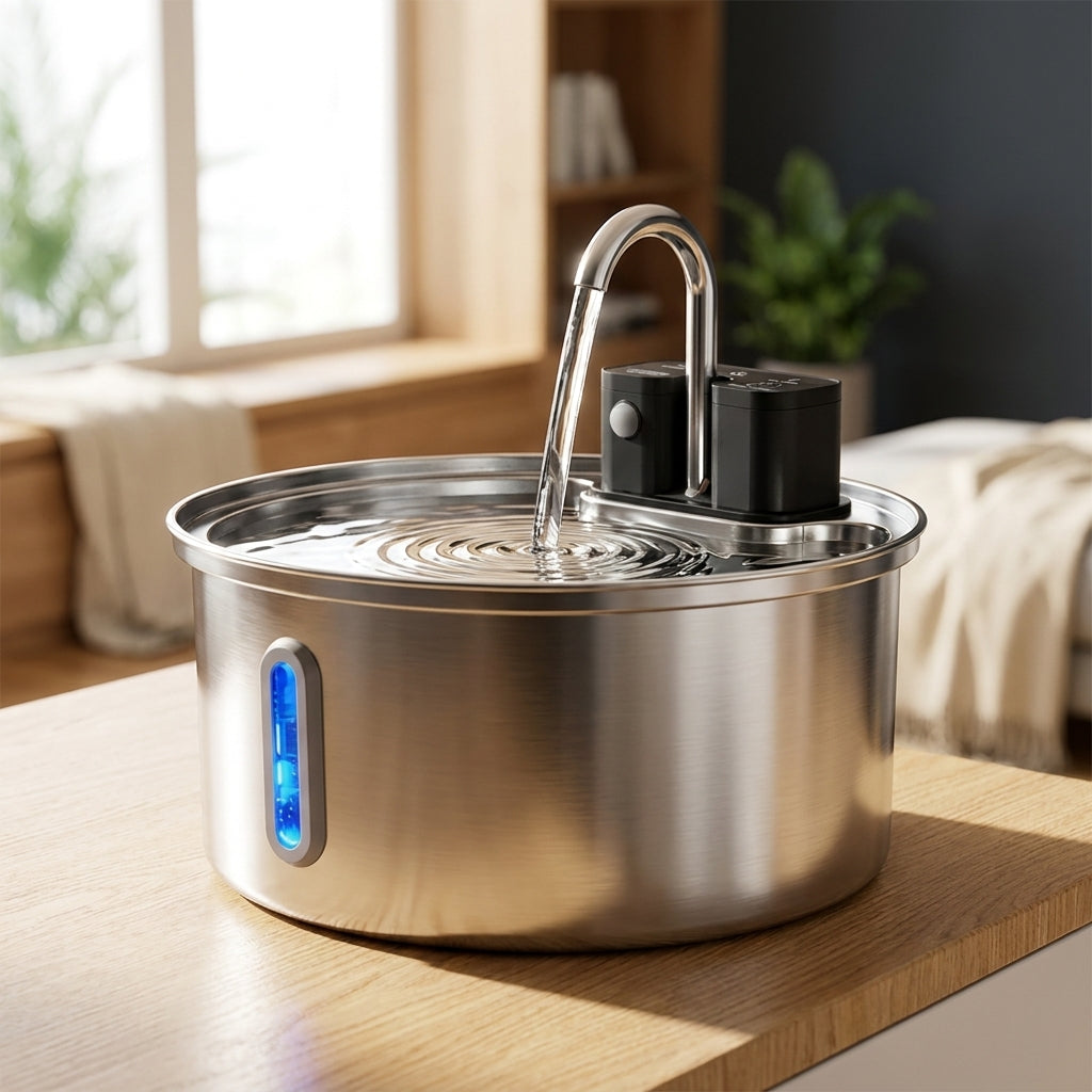 Ravyura PureFlow™ Wireless Stainless Steel Cat Water Fountain