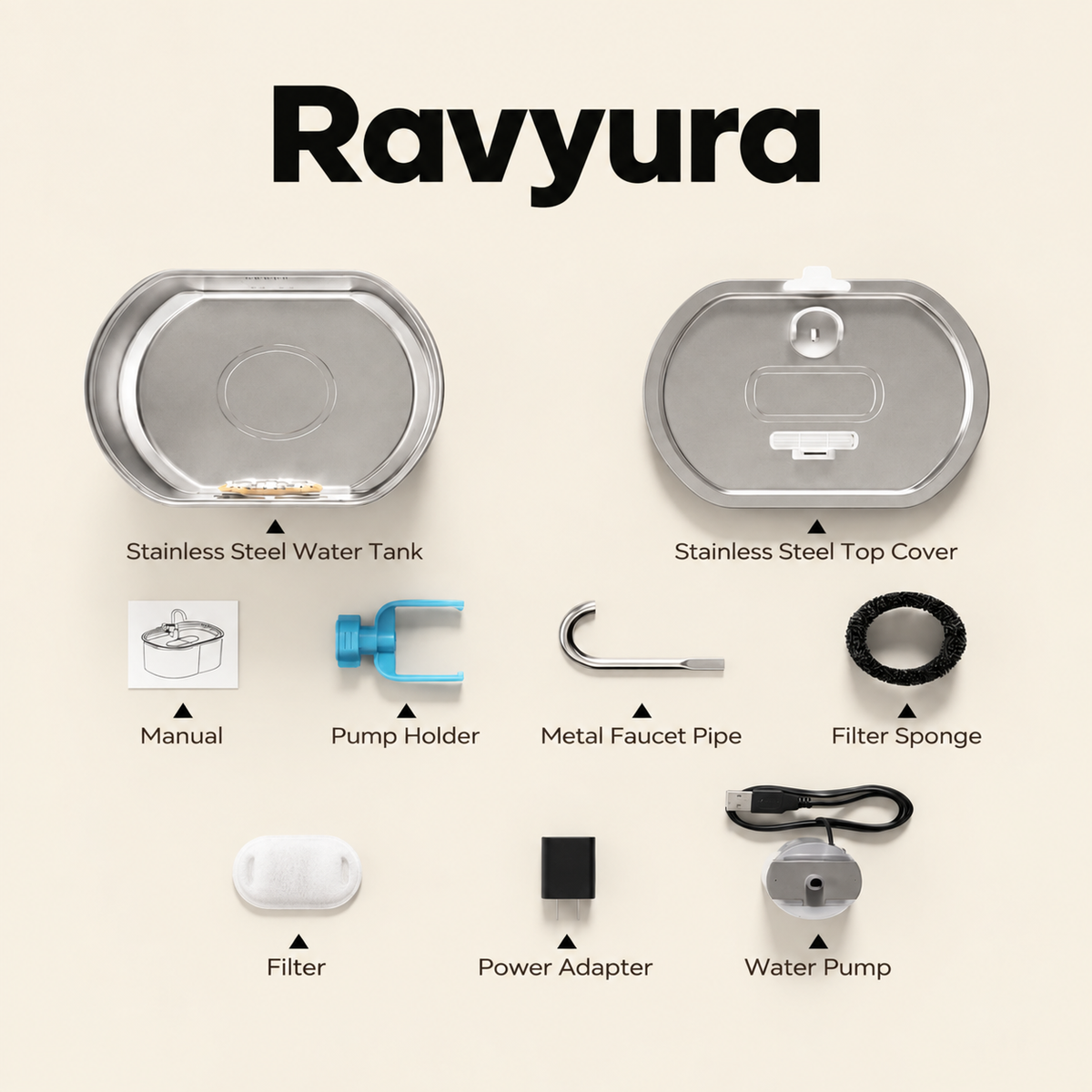 Ravyura™ Cat Fountain Water Dispenser